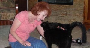 Sondra Johnson & rescued cat